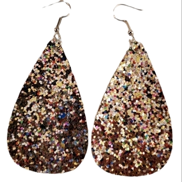 Large sparkle handmade glitter earrings - Picture 1 of 4